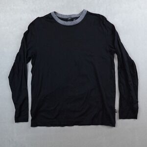 Hugo Boss Shirt Mens Large Tenison Mercerised Cotton Crew Neck Black Long Sleeve
